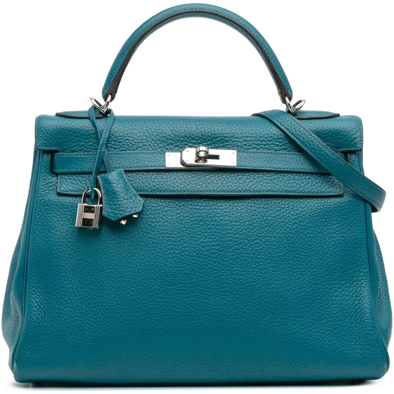 Hermès Schultertasche Clemence Kelly II Retourne 32 blau