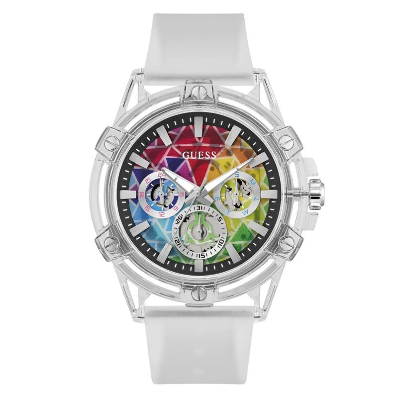 Guess Quarzuhr Quarz-Analoguhr King weiss