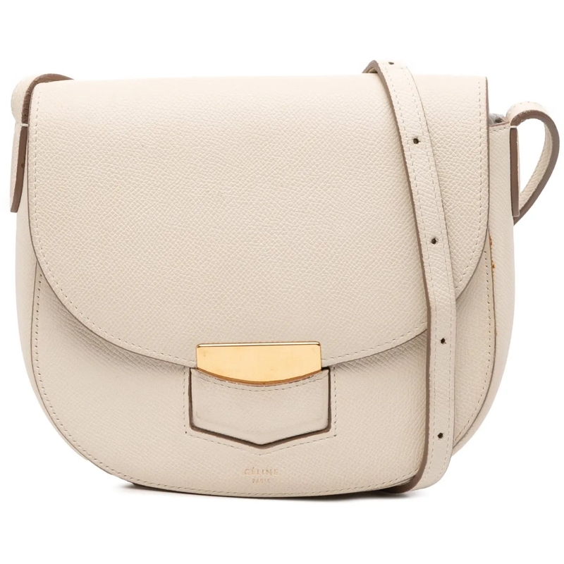 Celine Schultertasche Small Grained Calfskin Trotteur Crossbody weiß
