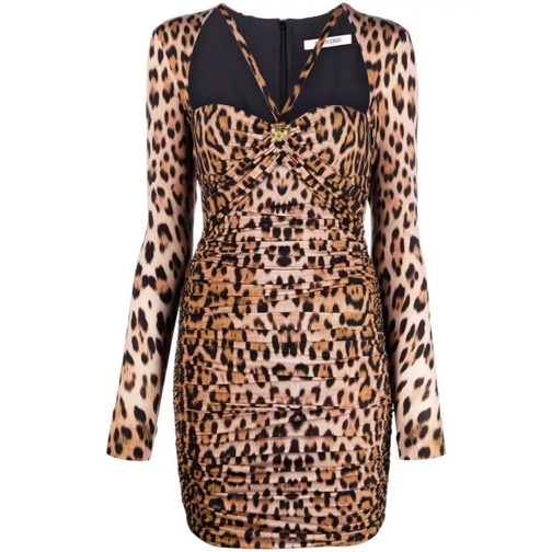 Roberto Cavalli Leopard Print Mini Dress Brown 