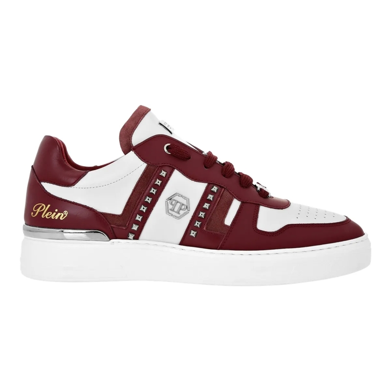 Philipp Plein Low-Top-Sneaker Lo-Top Turnschuhe Mit Nieten Verziert bordeaux