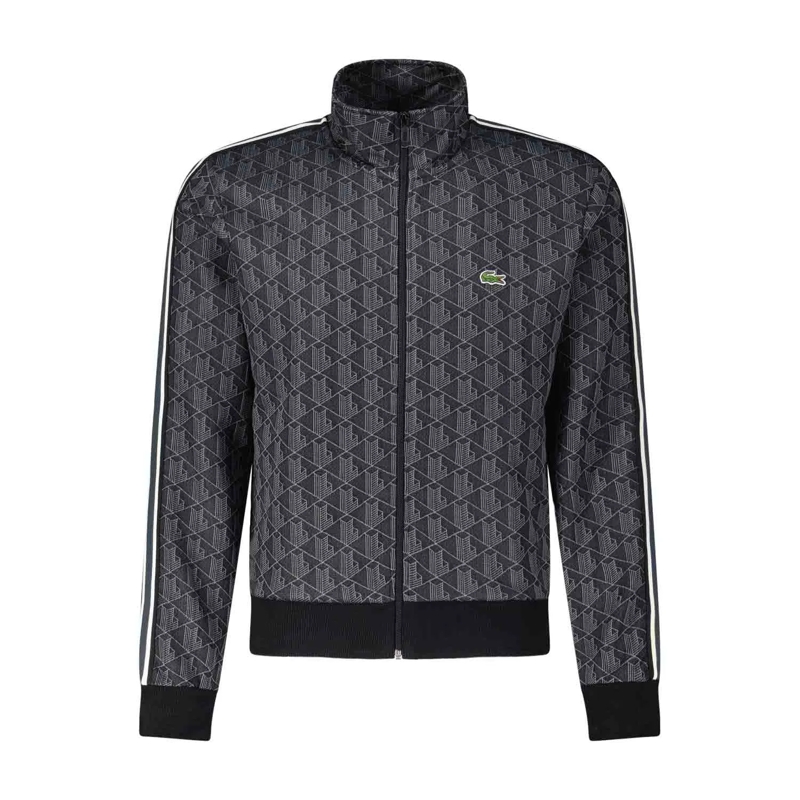 Lacoste Übergangsjacke Sweatjacke mit Jacquard-Monogramm und Logo-Detail Dunkelgrau