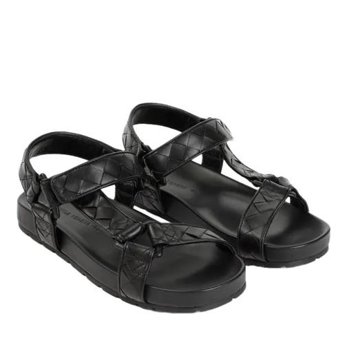 Bottega Veneta Black Calf Leather Intrecciato Slingback Sandal Black Sandaler