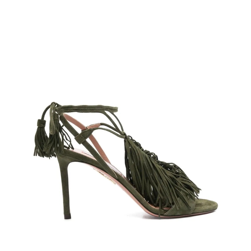 Aquazzura Sandalen Fern Green Tie-Fastening Stiletto Sandals Black