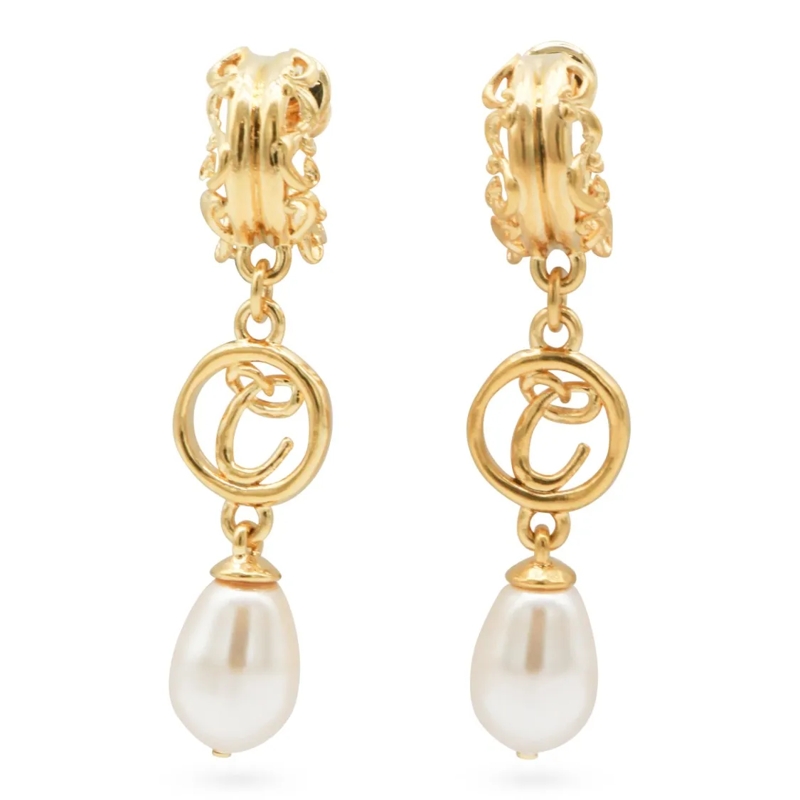Chloé Oorknopjes Gold And Pearly Brass Earrings Gold