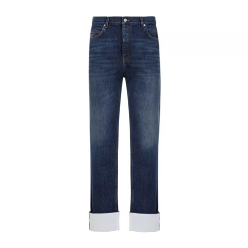 Loewe Washed Indigo Blue Cotton Fisherman Turn-Up Jeans Blue Jeans