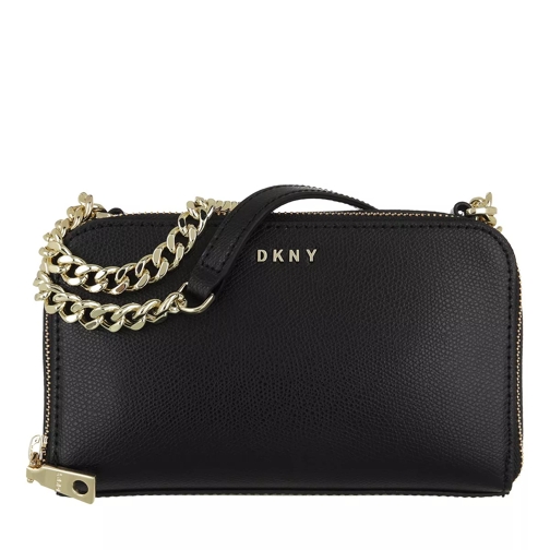 DKNY Felicia Double Zip Crossbody Black Gold Crossbody Bag