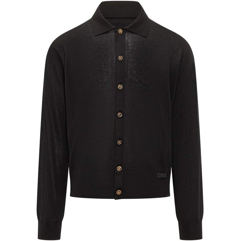 Versace Pullover Maglione In Maglia Con Bottoni schwarz