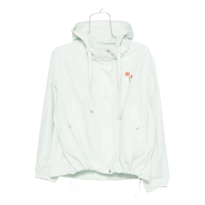 Kenzo  Hooded Casual Jacket With Floral Accents White