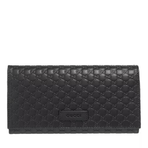 Gucci Guccissima Embossed Flap Wallet Leather Black Portemonnaie mit Überschlag