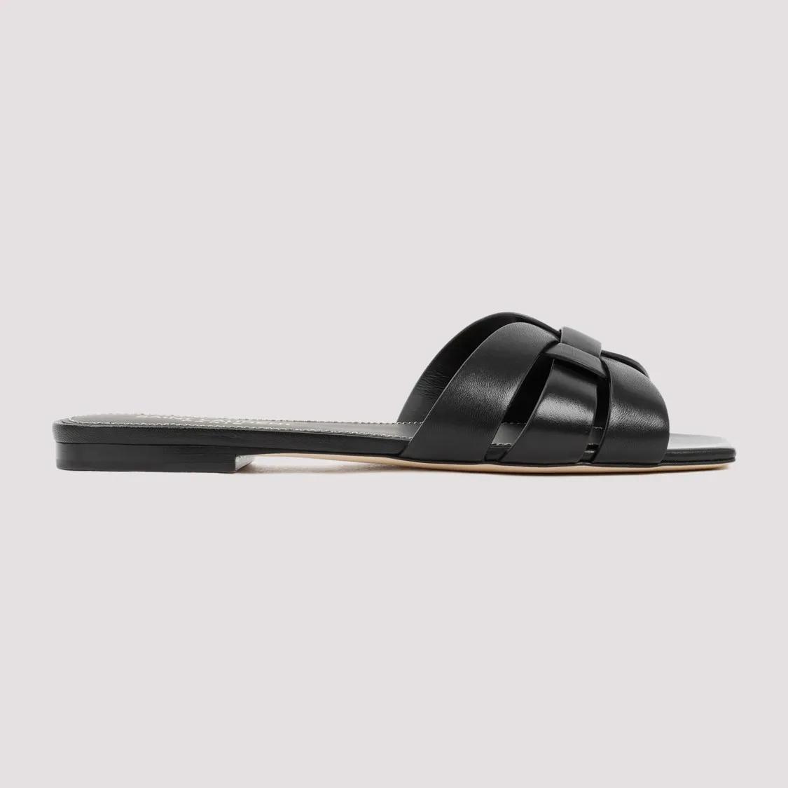 Thumbnail - Saint Laurent Sandalen - Black Leather Tribute Flats - Gr. 36 (EU) - in Schwarz - für Damen