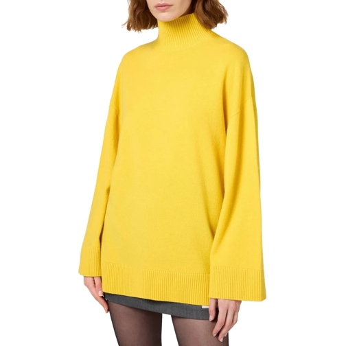 Elisabetta Franchi  Pull Jaune long col montant oversize logo dos alin gelb