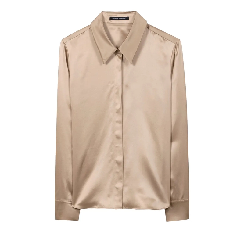 Luisa Cerano Top Langarm-Seidenbluse cappuccino