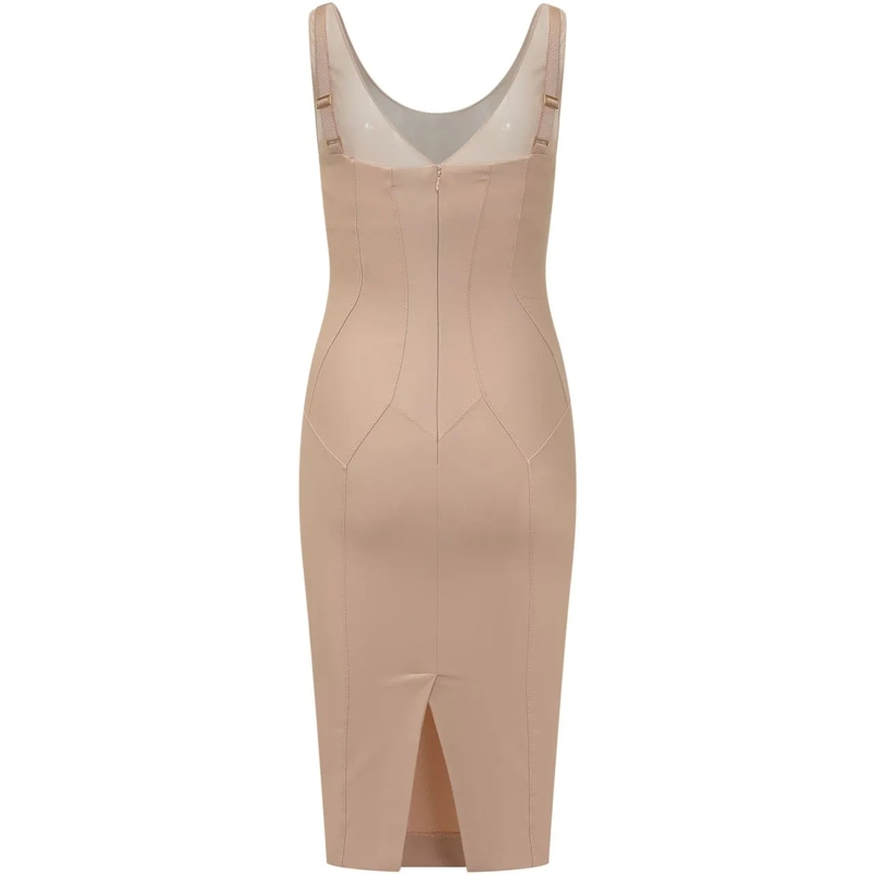 Elisabetta Franchi Maxikleid Abito Midi Aderente con Struttura Corsetto beige(Image 2)