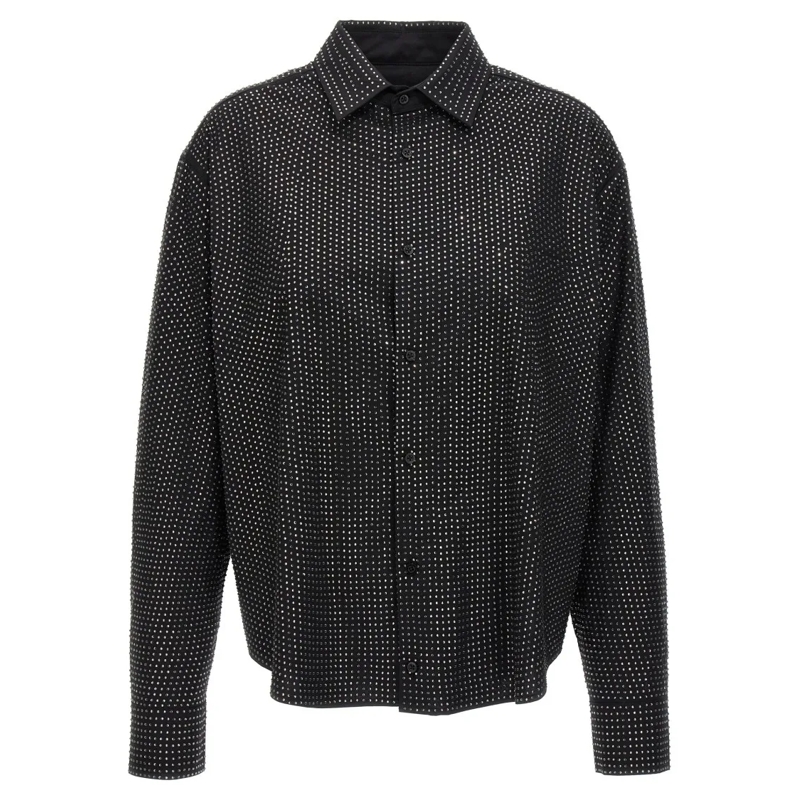 Giuseppe Di Morabito Chemise Rhinestone-Embellished Black Cotton Shirt With Fro Black