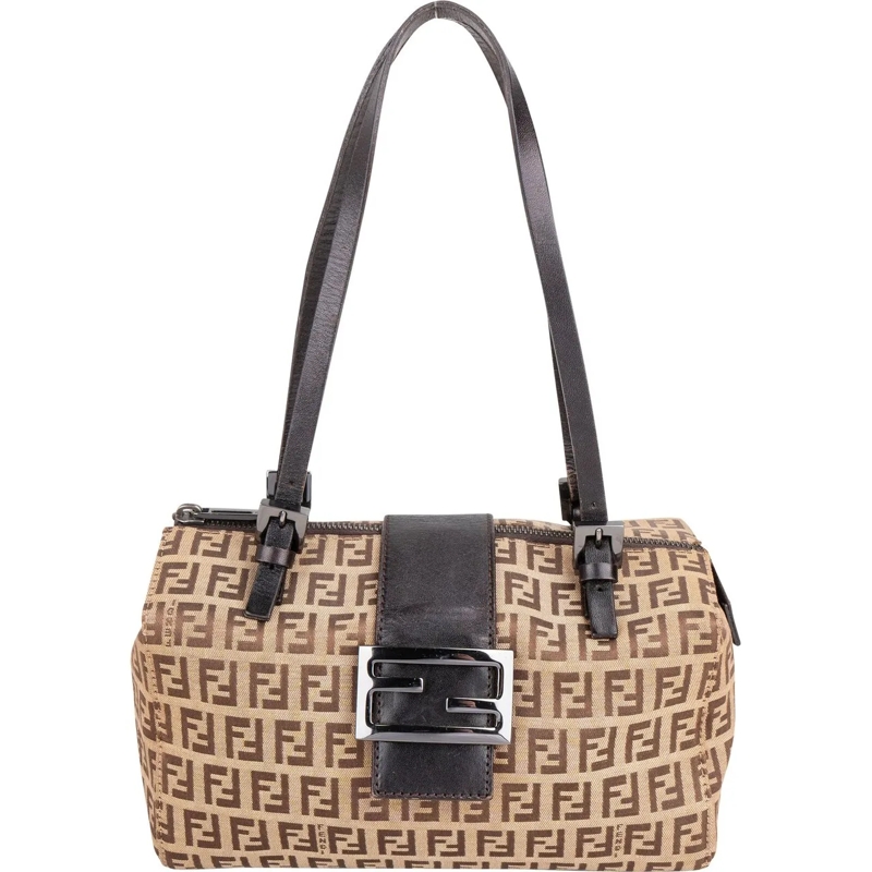 Fendi Tote Fendi FF Monogram Baguette Buckle Handbag braun