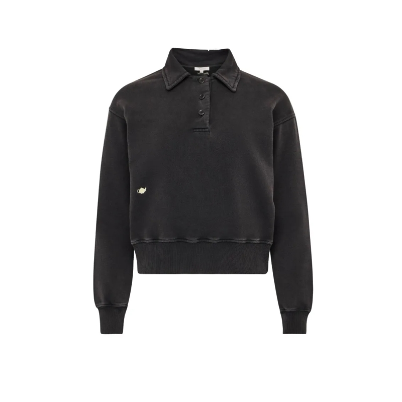 J.W.Anderson  Cropped Polo Sweatshirt With Classic Collar Black