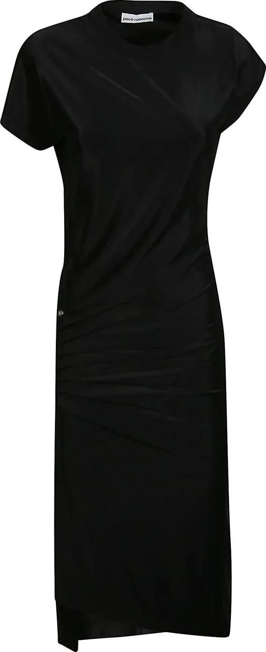 Thumbnail - Paco Rabanne - Draped Midi Dress Black - Größe 38 - schwarz