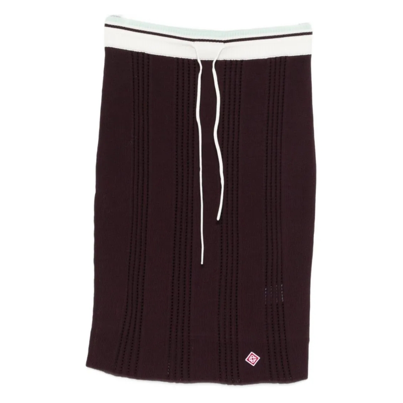 Casablanca Midirok Knee-Length Fitted Skirt With Vertical Open-Knit S Black