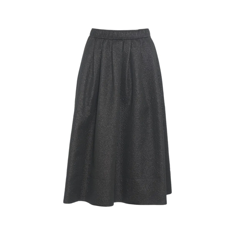 8Pm Jupe midi Flared Trapeze Midi Skirt With High Waist And Stru Black