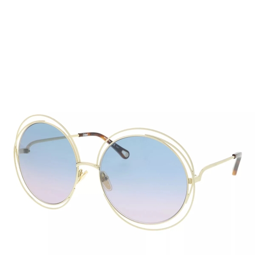 Chloé CARLINA oversized  round metal sunglasses GOLD-GOLD-BLUE Sunglasses