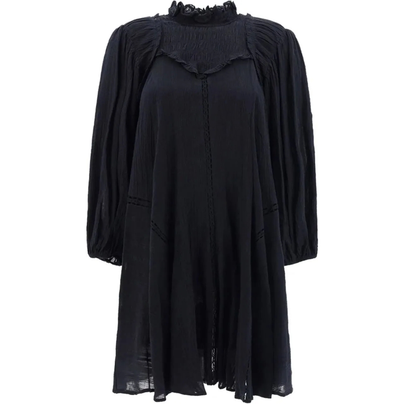 Etoile Isabel Marant Midi-jurk Isma Dress With All-Over Perforated Floral Motif Black