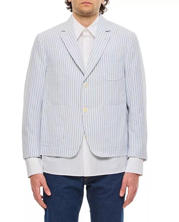 Thumbnail - Thom Browne - Cotton Seersucker Jacket - Größe 1 - blau