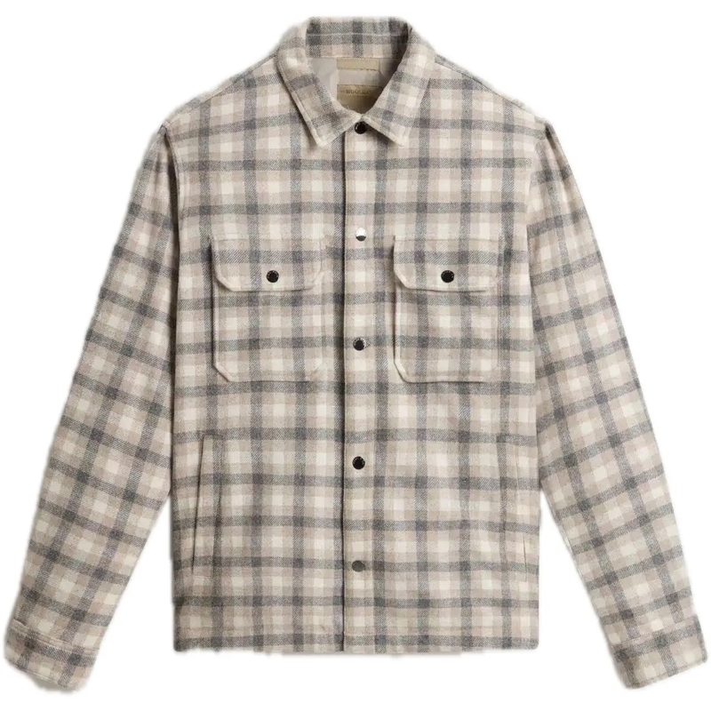 Woolrich Doudoune Wool Check Alaskan Shirt Jacket Oat beige