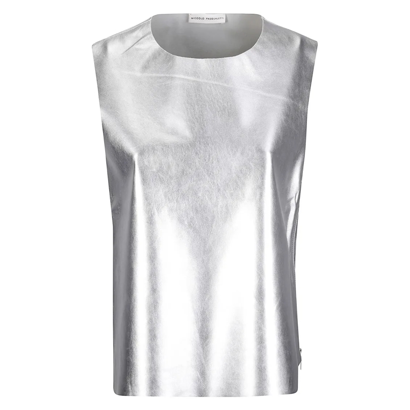 Niccolò Pasqualetti Blouse Fitted Sleeveless Tank Top With Round Neckline White