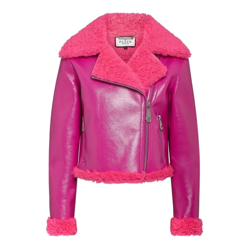 Philipp Plein Lederjacken Biker-Jacke Skull&Bones fuschsia