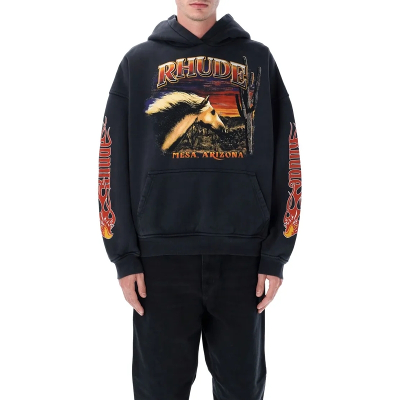 Rhude  Mesa Stallion Graphic Hoodie Black