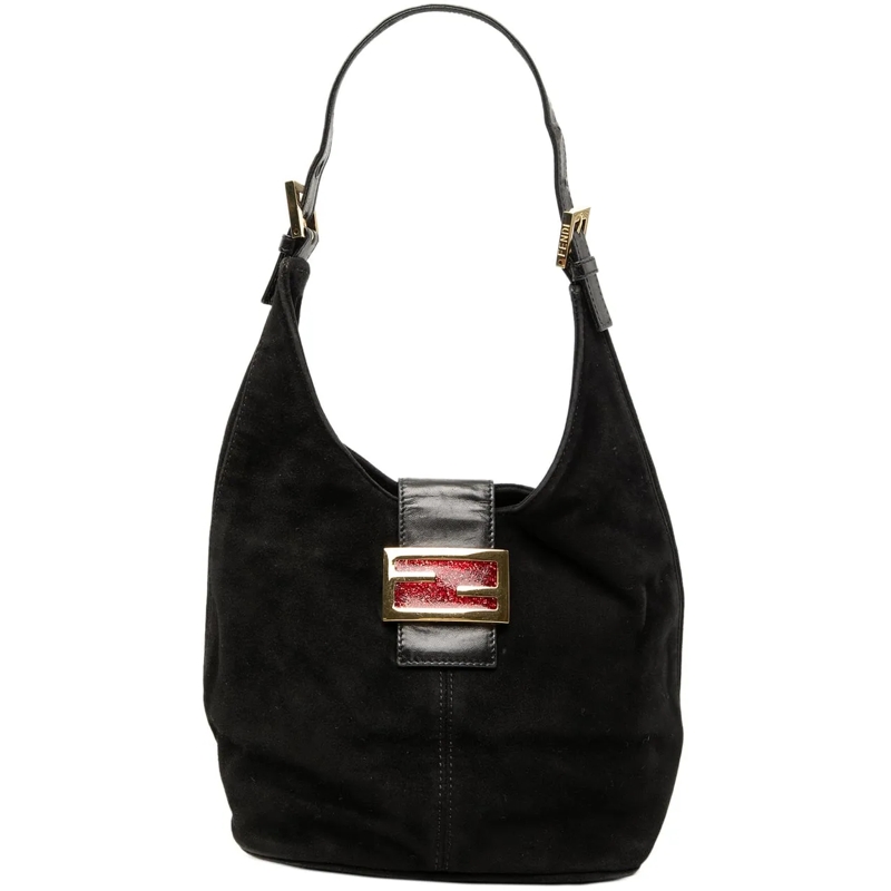 Fendi Schultertasche Suede FF Shoulder Bag schwarz
