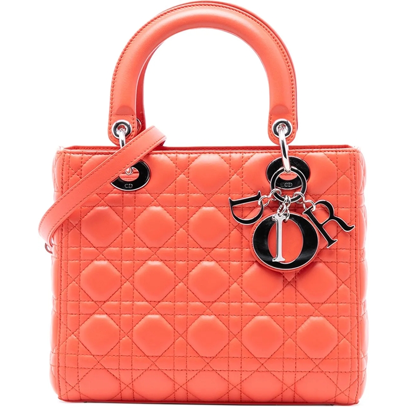 Christian Dior Schultertasche Medium Lambskin Cannage Lady Dior orange
