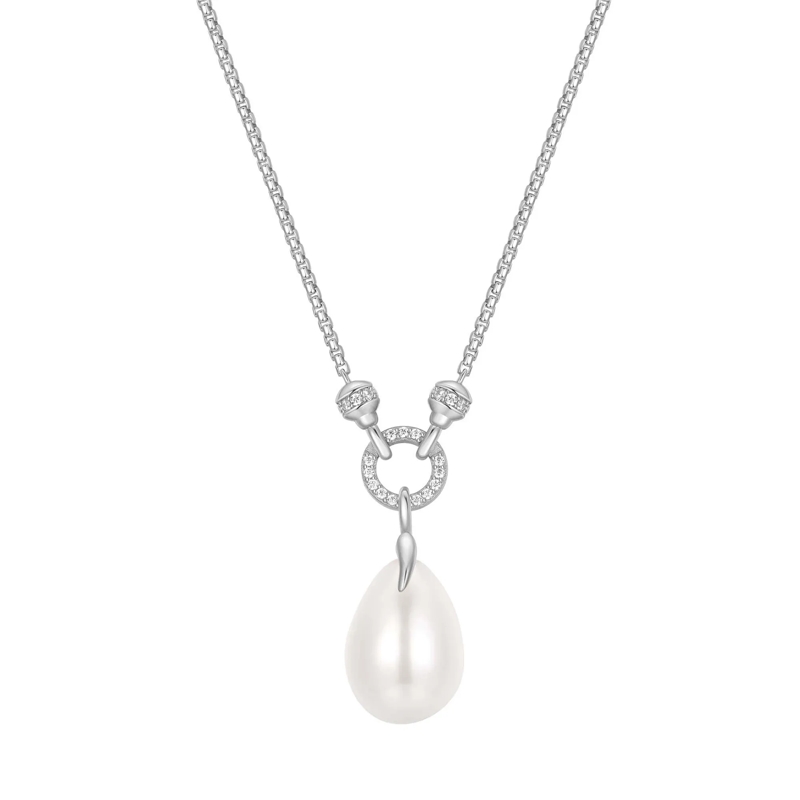 Ania Haie Mittellange Halskette 925er Sterlingsilber Shell Pearl Drop silber
