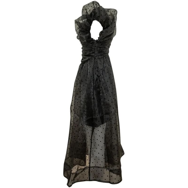GANNI Maxikleid Abito Lungo Arricciato schwarz(Image 3)