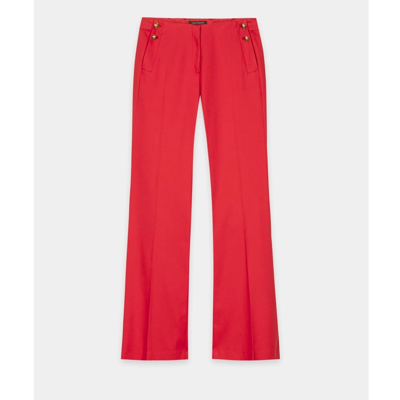 Luisa Cerano Pantalon Gabardine-Flared-Pants cherry red