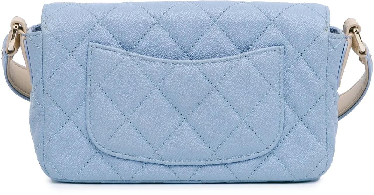 Chanel Shoppers CC Quilted Caviar Single Flap in blauw