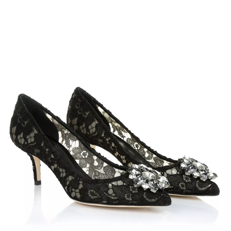 Dolce&Gabbana Pumps Decollete Pizzo Bellucci Charmant + Raso Nero