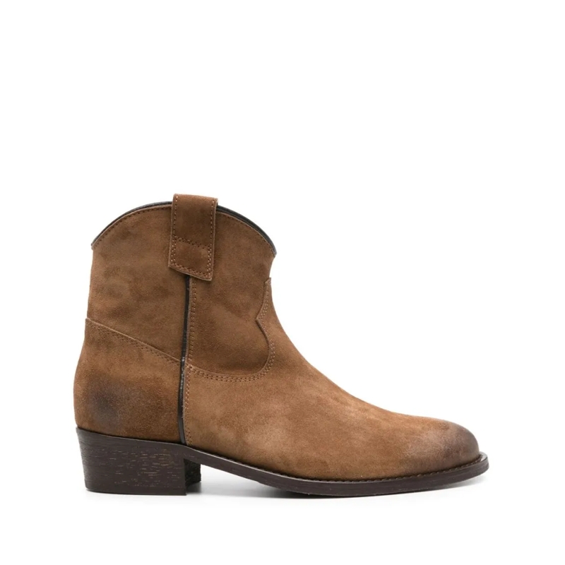 Via Roma 15 Bottes Camel Brown Calf Suede Ankle Boots Brown
