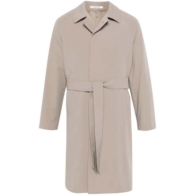 Tagliatore  Minimalist Taupe Coat With Concealed Button Fasten Neutrals