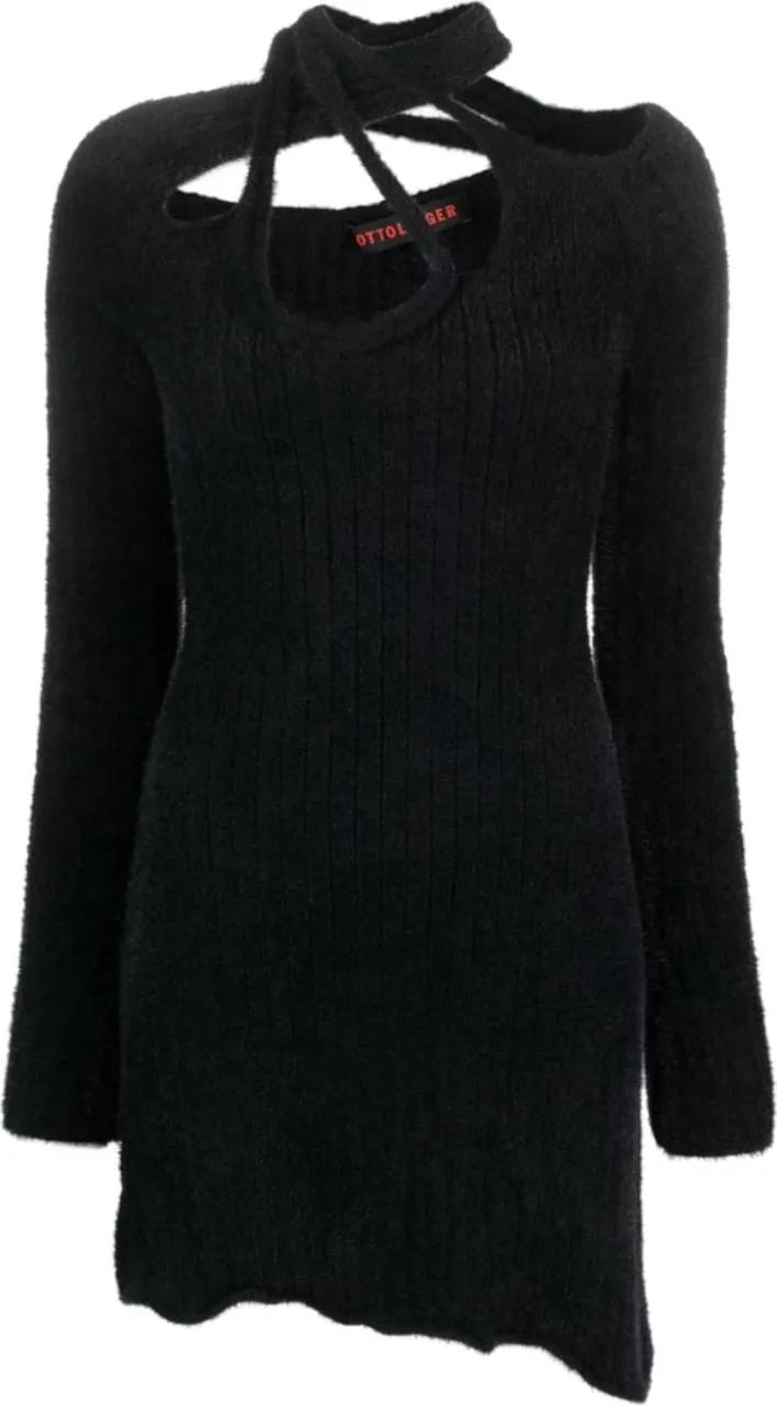 Thumbnail - Ottolinger - Knit Crossover Mini Dress Black - Größe S - schwarz