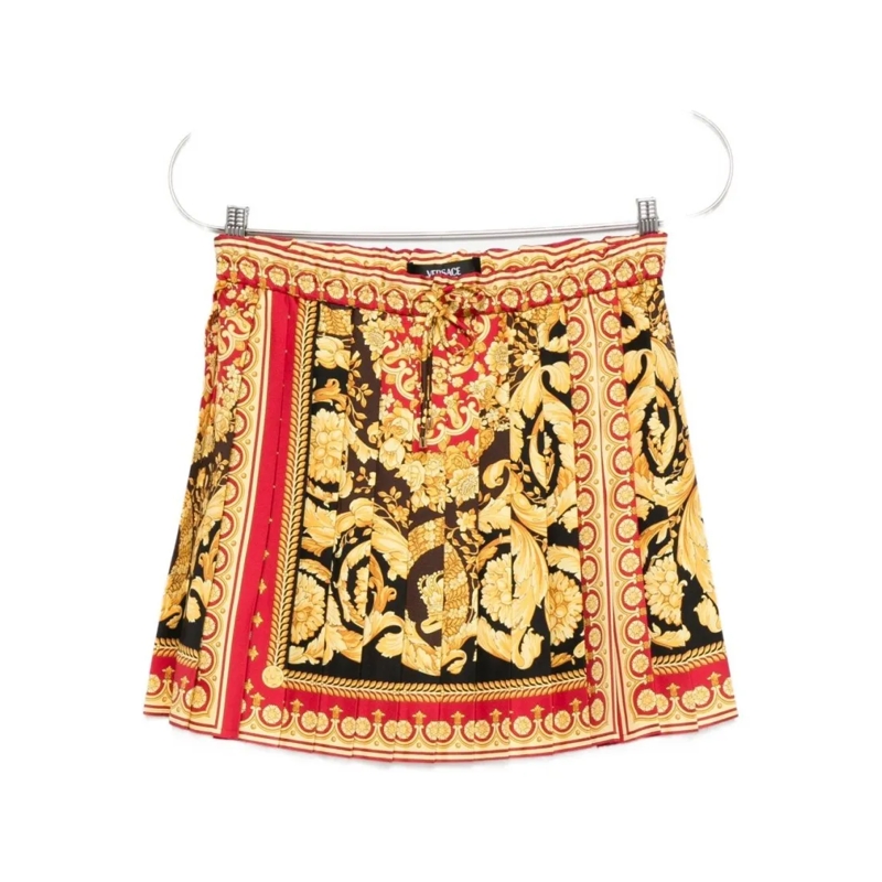 Versace Minirock High-Waisted A-Line Skirt With Baroque Print Brown
