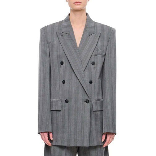 Sportmax Blazer Merlot Double Breasted Pinstripes Jacket Grey