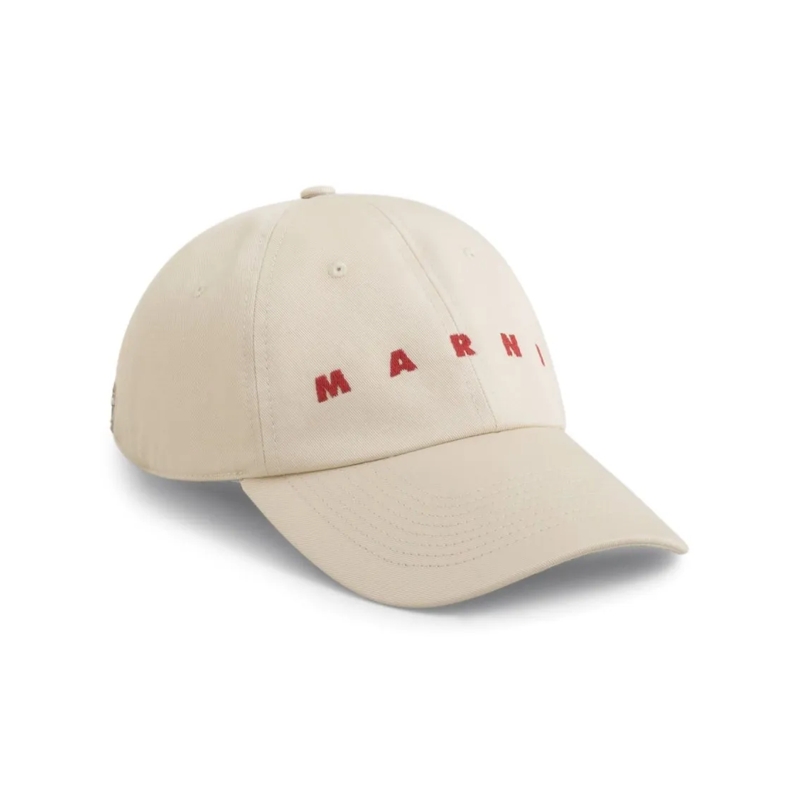 Marni Hoed Cap mit Logo-Stickerei Beige