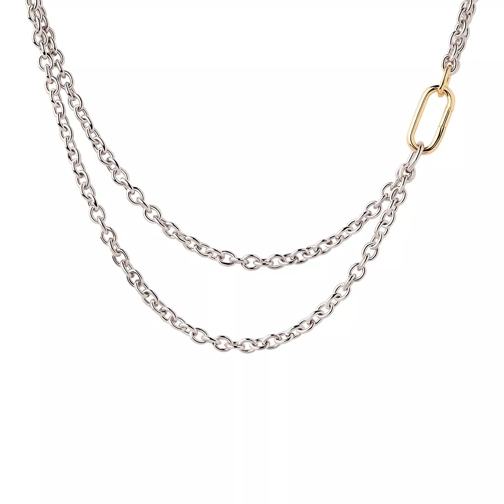 PDPAOLA Double Beat Chain Necklace Silver Collier moyen