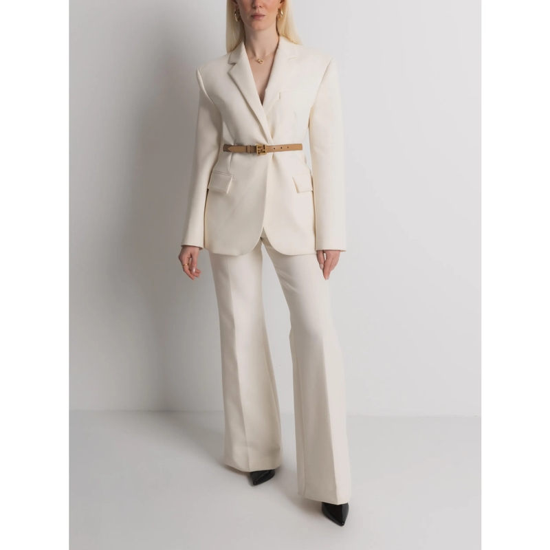 Fendi Thin Belt Thin FF Stud Buckle Belt Leather Brown