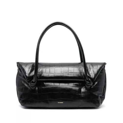 Jil Sander Rolled Top Handle Black Bag Black Borsetta a tracolla