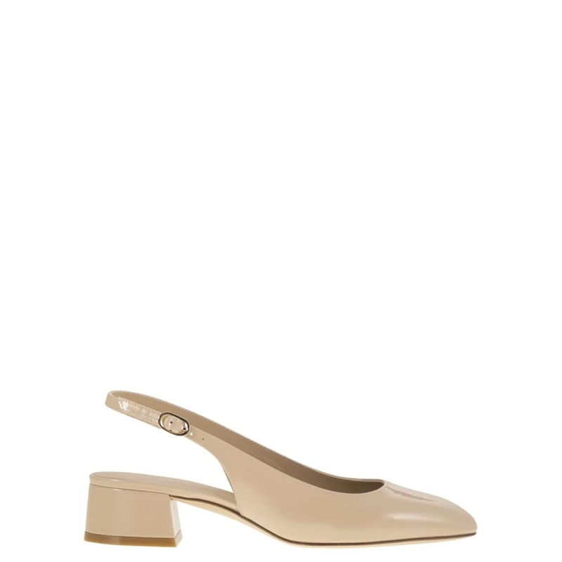 Stuart Weitzman Sandalen Maeve - Lacquered Leather Slingback Neutrals
