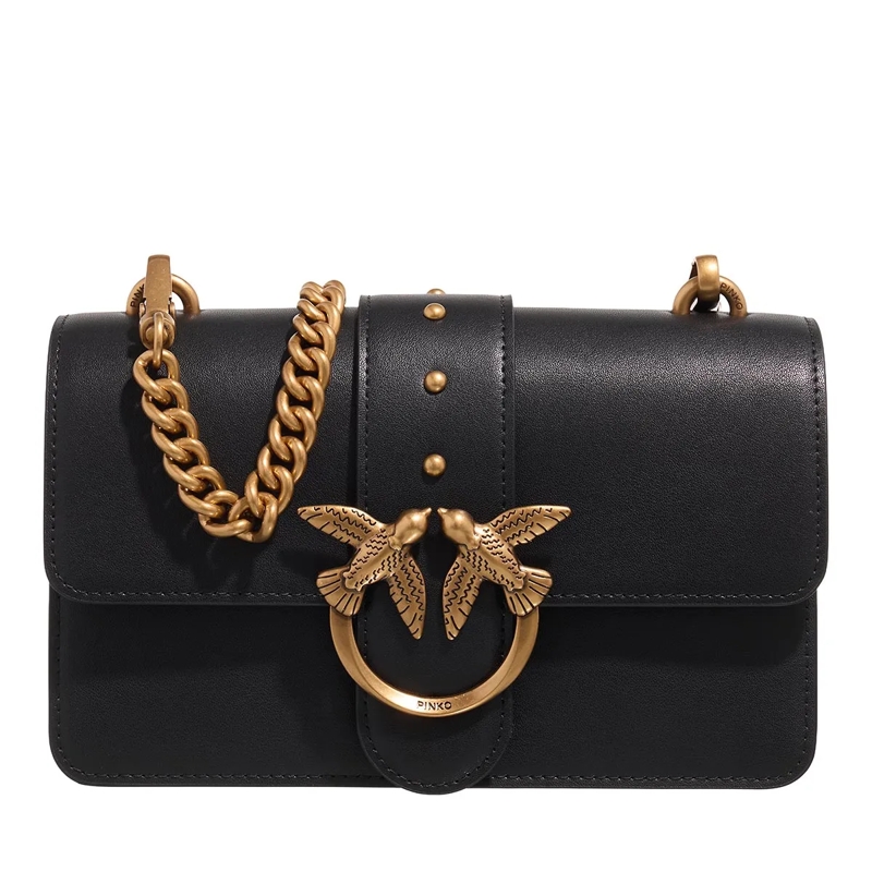 Pinko Sac à bandoulière Love One Mini St. Cl Nero-Antique Gold