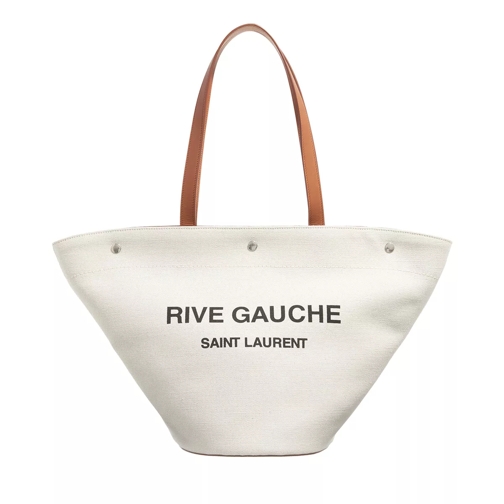 Saint Laurent Rive Gauche Tote Bag Canvas Grege/Black And Dark Brick Shoppingväska
